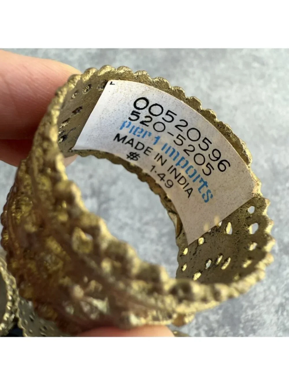 Pier 1 Napkin Rings Gold Tone Metal Filigree Set of 12
